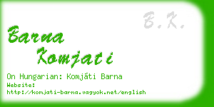 barna komjati business card
